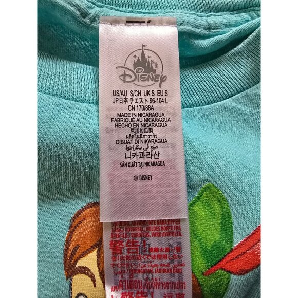 Disney Parks Peter Pan Long Sleeve Graphic Cotton T-Shirt S Turquoise NWOT New - Picture 3 of 6